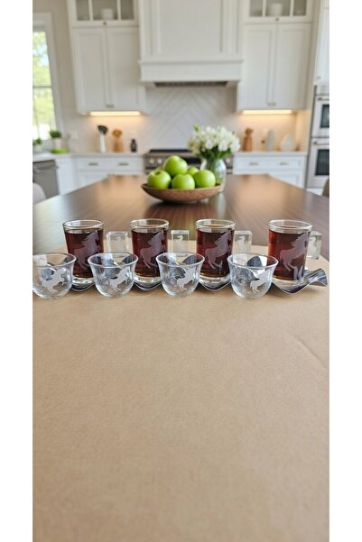 Turkish Store İstanbul 18-Piece Horse Wave Plate Tea and Coffee Set