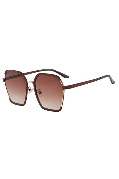 Techsuit Oversized Hexagonal Sunglasses Techsuit, Brown