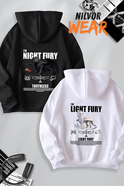 Nilvor Lover & Friend Couple Combination Light & Night Fury Dragon Printed Ho...