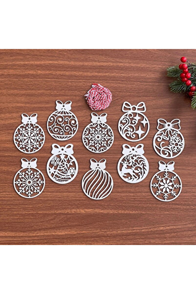 Twin Store Mey Import ®   10 Pieces Red and White String Bow Model Wooden Chr...