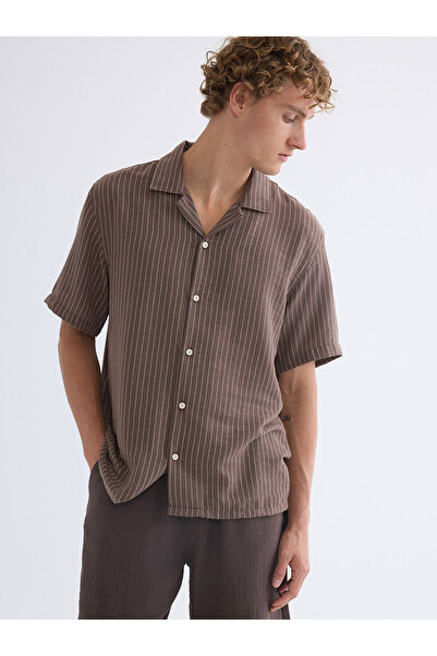 LC Waikiki Peak New Season Regular Fit Resort Collar Short Sleeve Striped Men...
