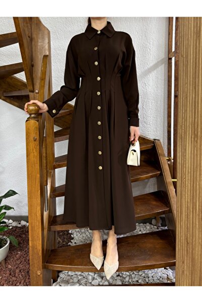 NANTİREA Belden oturtmalı düğmeli elbise