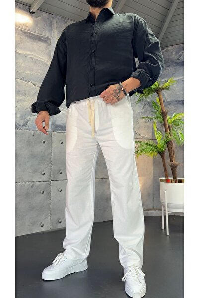 PEERLESS STORE Lizalı Linen Baggy Trousers