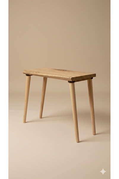 VEO STORE Doğal Masif Kayın Ağacı Yan Sehpa - Kütük Sehpa - Orta Sehpa 50x30