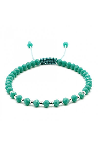BIJUTERIA NEAGRA Brățară cu bile din argint 925 și cristale turcoaz -