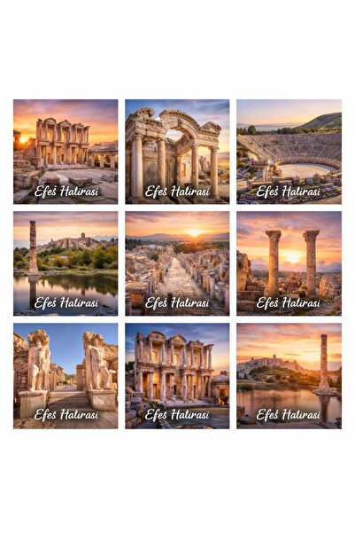 wonderlike Efes Hatırası 9'lu Buzdolabı Magnet Seti, Türkiye Temalı Turistik ...