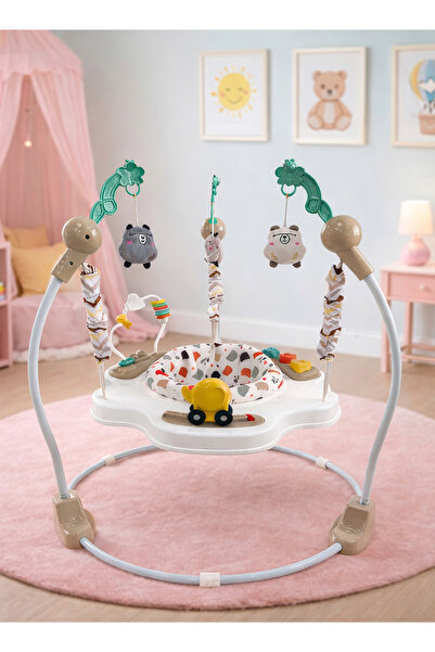 Cady One كرسي هزاز للأطفال، مقعد مبطن مريح، ألعاب معلقة تفاعلية، إطار آمن، وق...