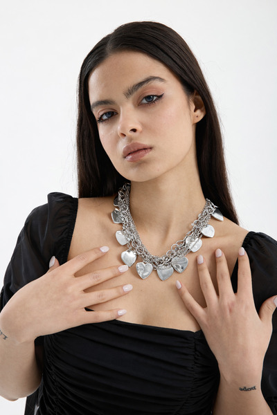 JİMNY JEWELRY Heart Detailed Multi-Chain Necklace