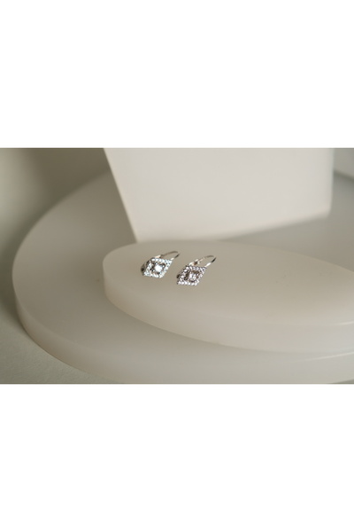 atellier47 Rhodium-plated 925 silver earrings decorated with zircon crystals