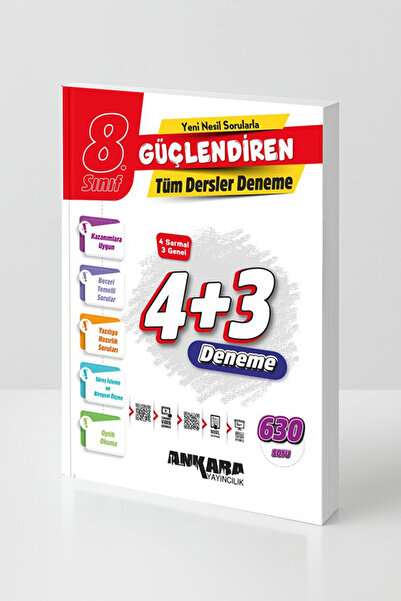 Ankara Yayıncılık 8. Sınıf Tüm Dersler 4+3 Deneme 7 Deneme 630 Soru LGS Hazırlık