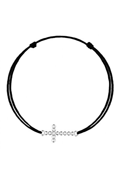 BIJUTERIA NEAGRA Brățară cu pandantiv cruce stilizată din argint 925