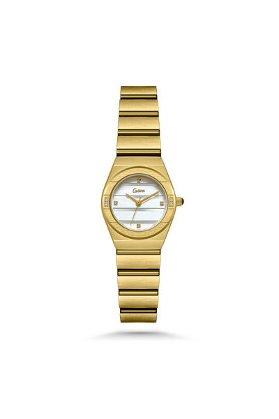 catera Women's steel watch in gold with a white dial