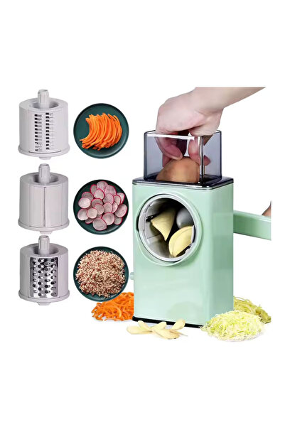Ch 3-in-1 Rotary Manual Vegetable Slicer and Grater with Stainless Steel Blad...