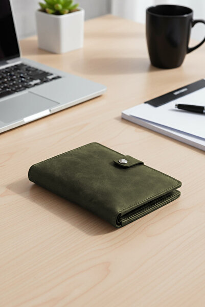 Morika Özel Tasarım Süet Suni Deri Kartlık Cüzdan - Haki