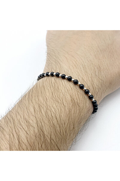 BIJUTERIA NEAGRA Brățară cu bile din argint 925 și onix