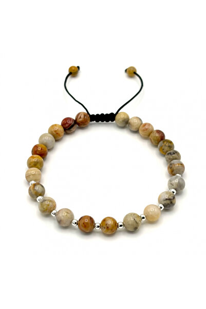 BIJUTERIA NEAGRA Brățară cu argint 925 și bile de agat de 6 mm