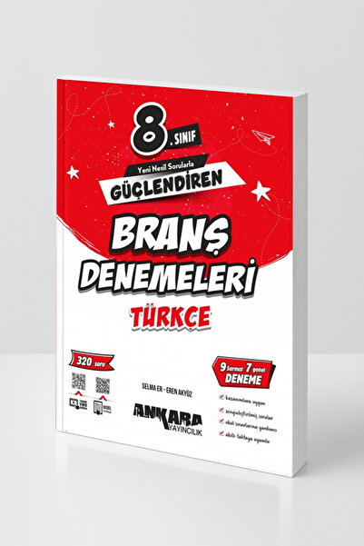 Ankara Yayıncılık 8. Sınıf Türkçe Branş Denemeleri 9 Deneme 320 Soru Video Çö...