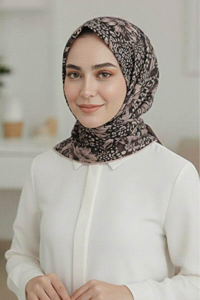 İpekel Siyah Vizon Serisi Desenli Soft Keten Eşarp LPS1005-10