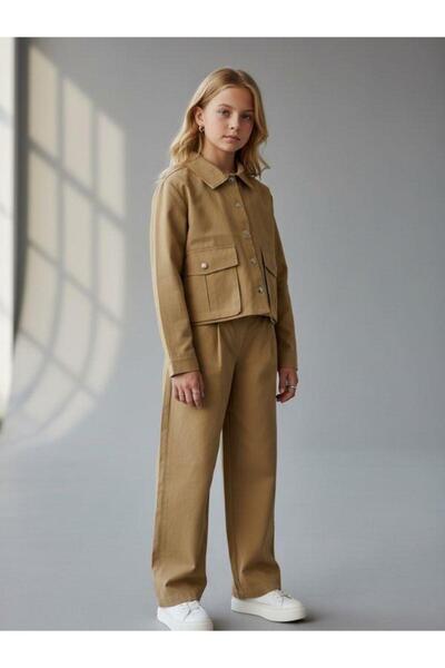 Zekids Girl's Button Detailed Parachute Fabric Jacket