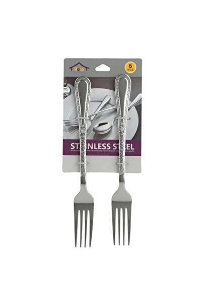 Generic Large Engraved Stainless Steel Fork Set – 6 Pieces