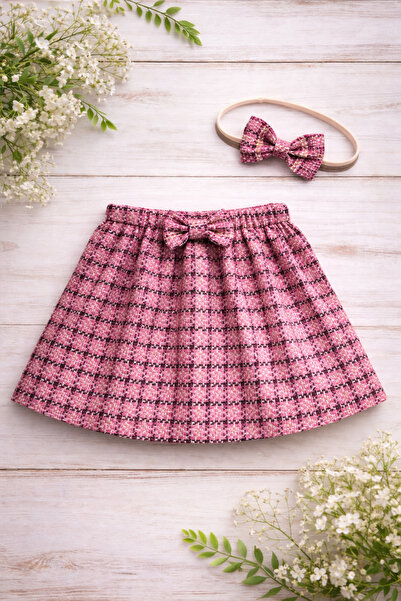 ygz junior Tweed Fabric Skirt Bandana Set