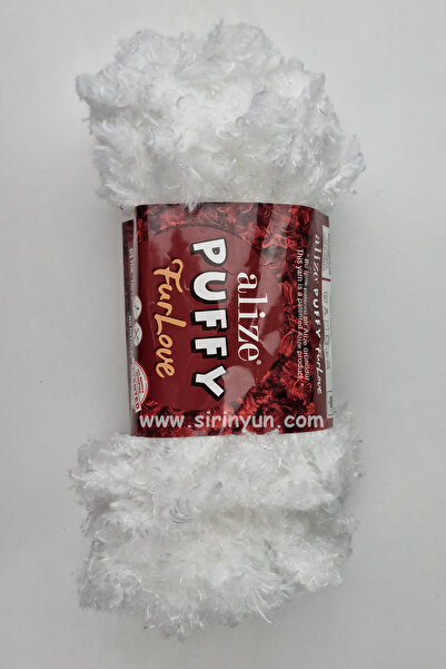 Alize Puffy FurLove Parmakla Örülen Örgü İpi 55-Beyaz