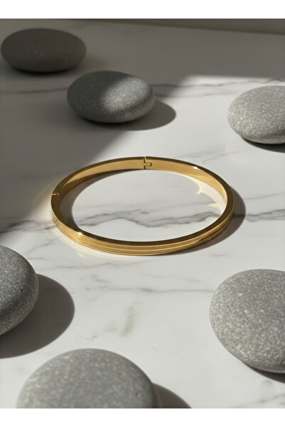 Gistoria Çelik Çizgili Minimalist Kelepçe Bileklik