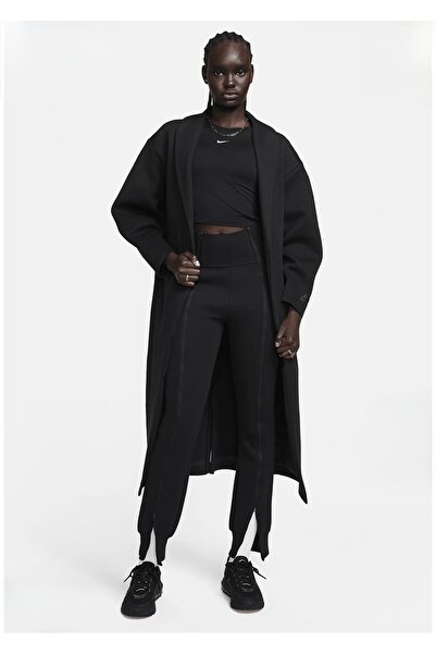 Nike Sportswear Tech Fleece Oversize Bol Kalıp Siyah Kadın Uzun Ceket/Hırka