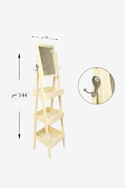 Ch Mirror stand with 3 wooden storage shelves, a complete modern organizer fo...