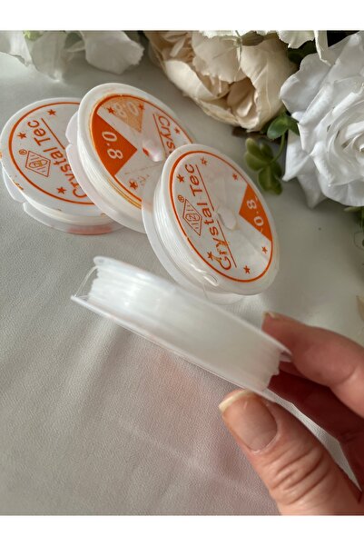 partici dükkanı Crystal Tec Şeffaf Lastikli 0.8 mm Misina ip - 5Metre