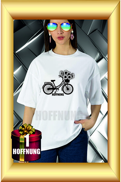 HOFFNUNG Unisex Short Sleeve Round Neck Bicycle Flowers Printed Solid Color t...
