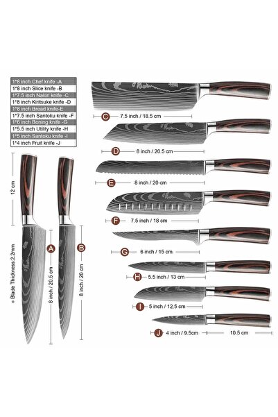 hocho Set 10 cutite profesional SHIRO GAMI, otel Japonez HRC 60, maner Deluxe...