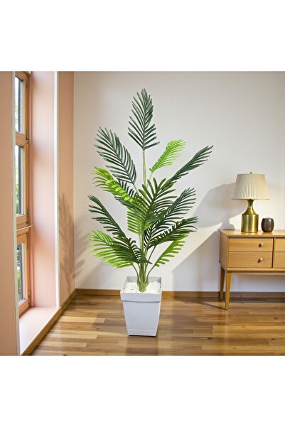 NEŞELİ ÇİÇEKLER Yapay Ağaç Areka Palmiye Bitkisi 15Yaprak 135 cm Plastik Saks...