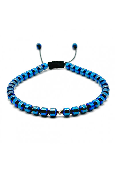 BIJUTERIA NEAGRA Brățară din aur de 14K și hematit albastru cu bile