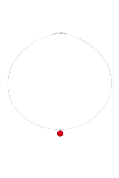 BIJUTERIA NEAGRA Colier din sârmă transparentă cu cristale Swarovski roșii în...