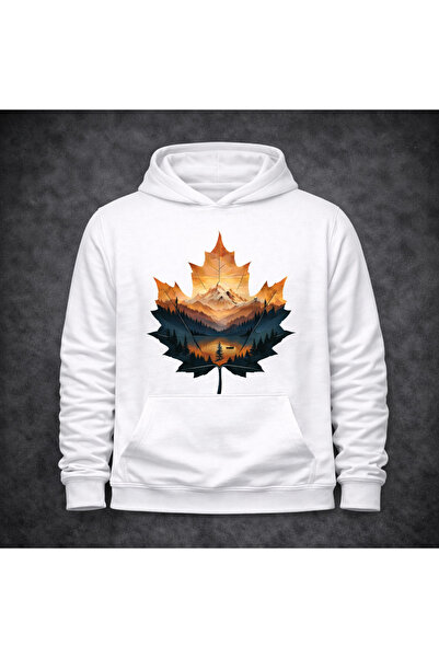 metsawear White Premium Printed Slim Fit Hooded Sweatshirt – 3 Thread Count E...