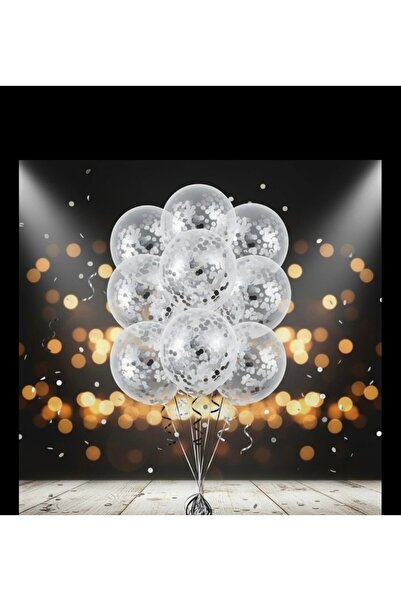 MFM Confetti transparente pentru baloane cu paiete 10 bucăți gri