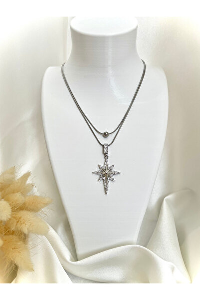 stainless steell قلادة من الفولاذ المرصع بالنجوم القطبية