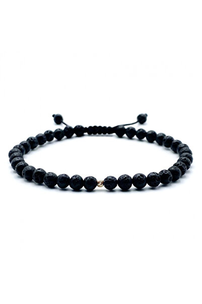 BIJUTERIA NEAGRA Brățară cu bilă din aur de 14K și pietre de lavă