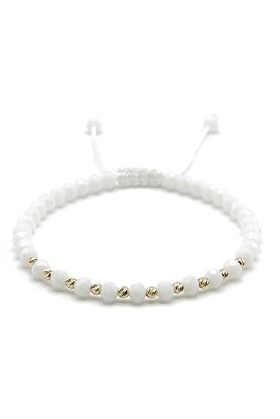 BIJUTERIA NEAGRA Brățară cu 10 bile din aur de 14K și cristale albe -