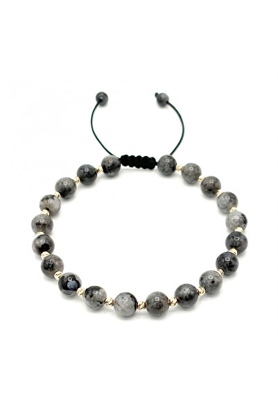 BIJUTERIA NEAGRA Brățară cu 19 bile de aur de 14K și labradorit de 6 mm