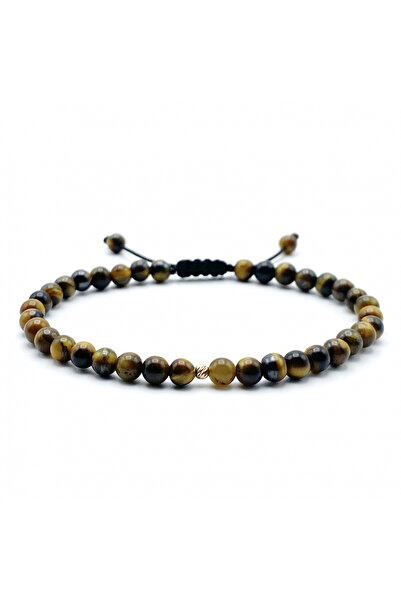 BIJUTERIA NEAGRA Brățară din aur de 14K cu glob de ochi de tigru