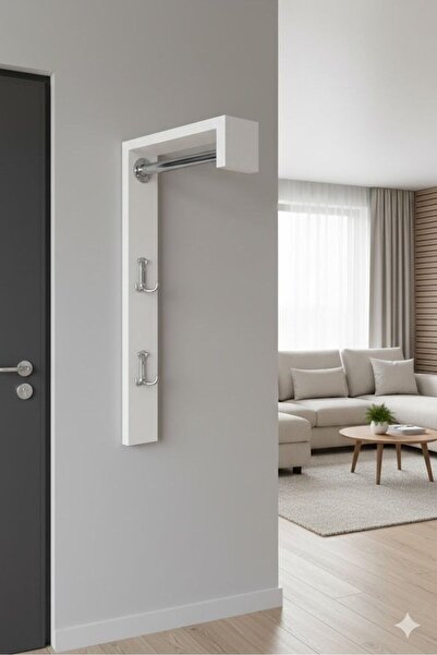 KORVEA Modern Duvar Askılığı – Borulu Vestiyer ve 2’li Krom Askı