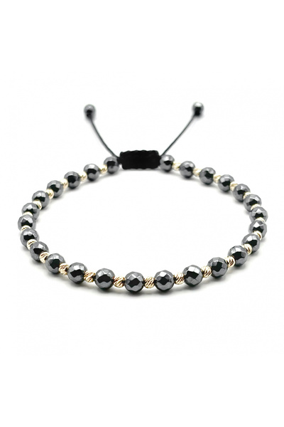 BIJUTERIA NEAGRA Brățară cu 25 de bile de aur de 14K și pietre de hematit