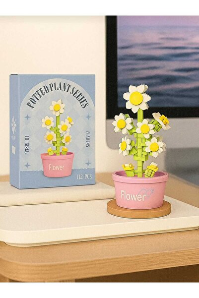 BTİCARET Bricks Saksılı Papatya Çiçeği Mini Yapı Blok Seti – Dekoratif Lego U...