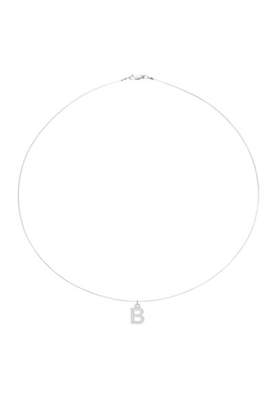 BIJUTERIA NEAGRA Colier transparent din sârmă cu inițiala B din argint 925