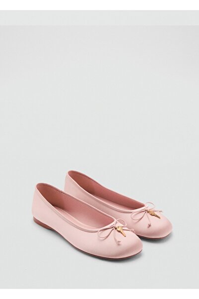 MANGO Woman Fiyonklu charm detaylı balerin düz ayakkabı
