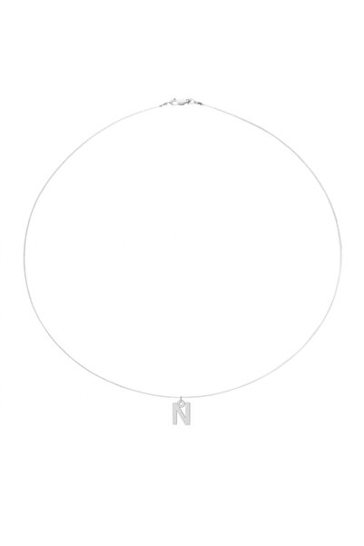 BIJUTERIA NEAGRA Colier din sârmă transparentă cu inițiala N din argint 925