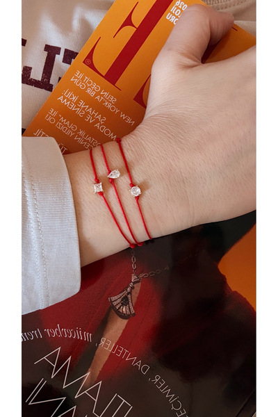 Finery by Nerrs Red Rope Lucky Bracelet with Drop Stones (Standard, Non-Sized...