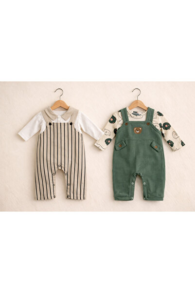 BYMURAT BABY Bayramlık 2’li Sweat & 2’li Salopet Erkek Bebek Kombin Seti açık...